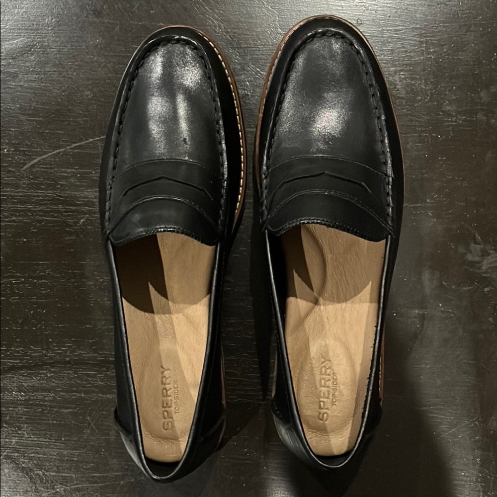 Sperry Black Flats Classic Leather Loafers